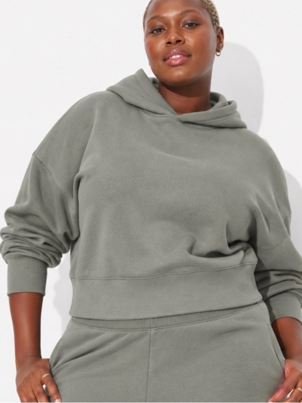wild fable Olive Cropped Hoodie Sweatshirt
